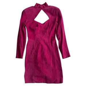 VTG Firenze Santa Barbara Pink Leather Western‎ Cowgirl Dress Long Sleeve Size M